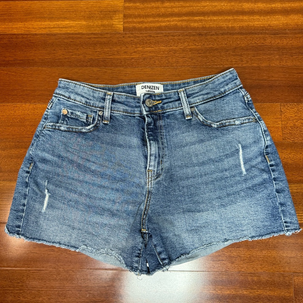 Levi’s Denizen Distressed High-Rise Denim Shorts